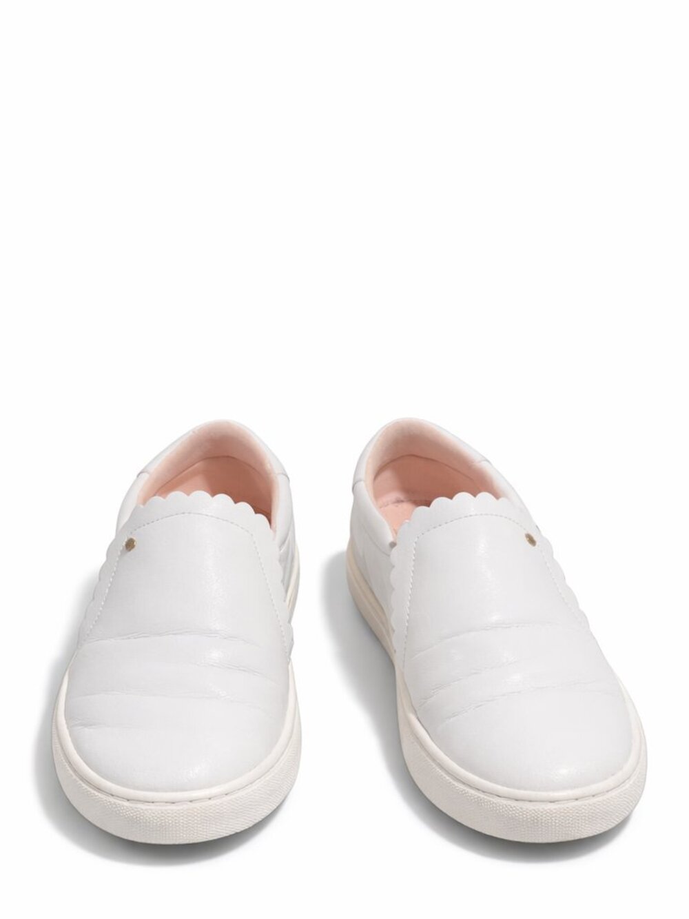 Kate Spade Scalloped Slip‑On Sneakers | Leather Minimalist Luxe Casual Sneakers